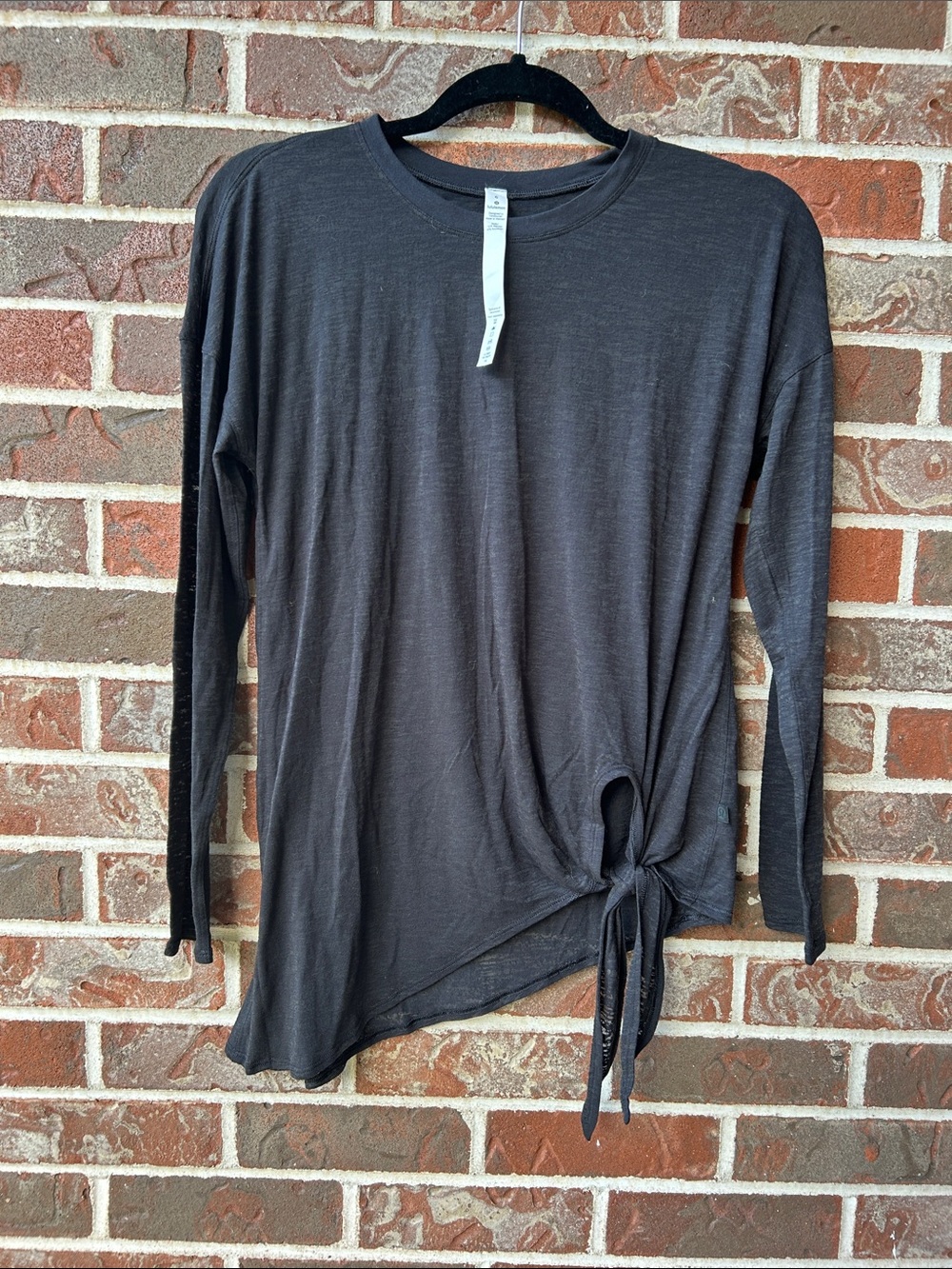 lululemon athletica Charcoal Black Long-Sleeve Side Tie Top